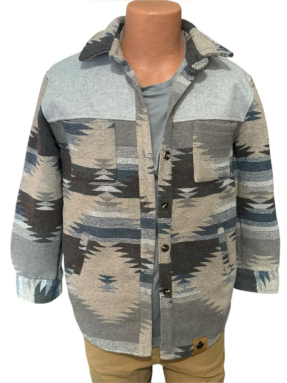 LAGO Aztec Jacket Blue Gray print Sz XS